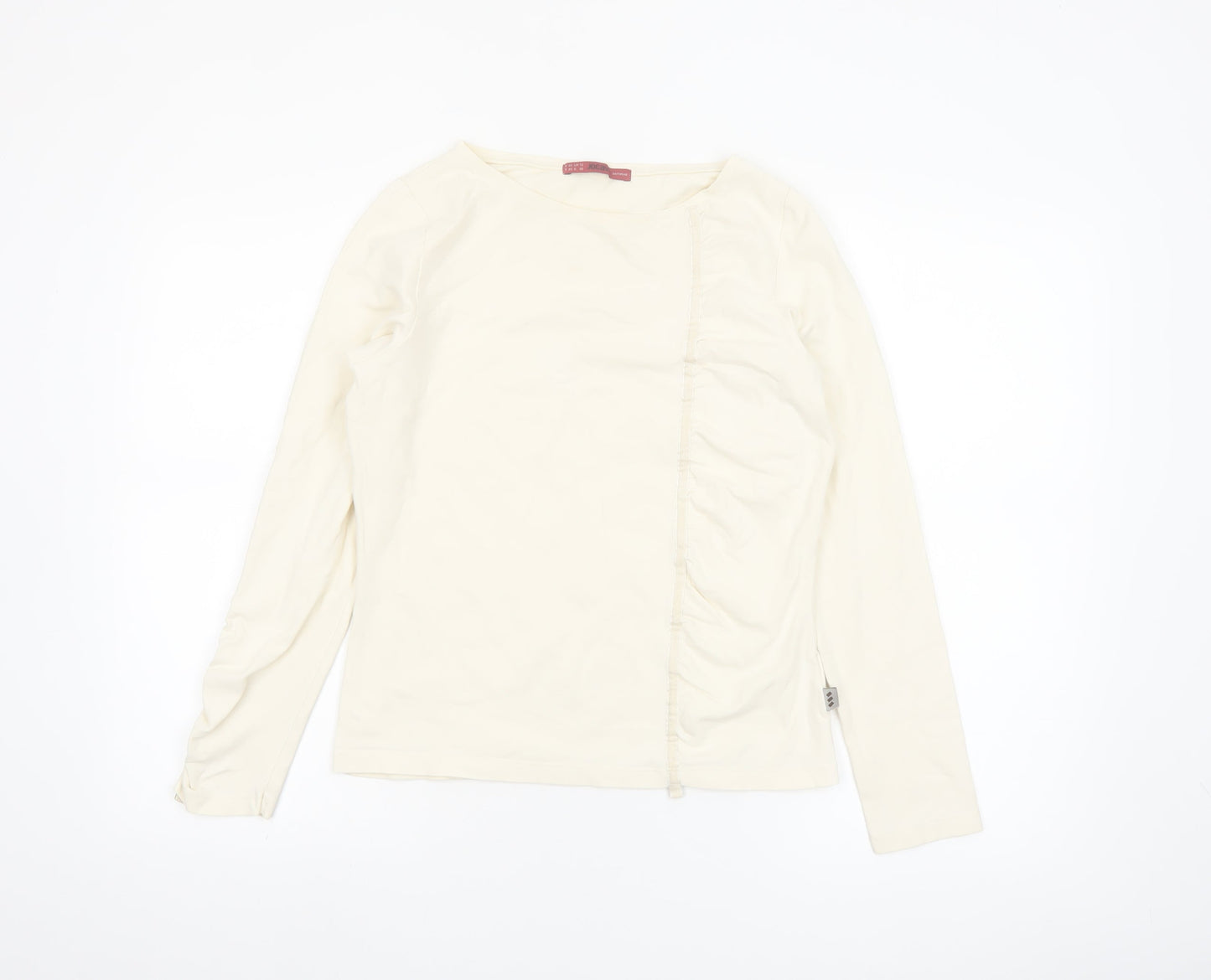 Jocavi Women Ivory Long Sleeve Cotton Stretch Basic T-Shirt UK 12
