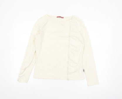 Jocavi Women Ivory Long Sleeve Cotton Stretch Basic T-Shirt UK 12