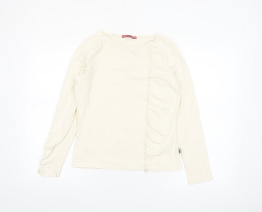 Jocavi Women Ivory Long Sleeve Cotton Stretch Basic T-Shirt UK 12
