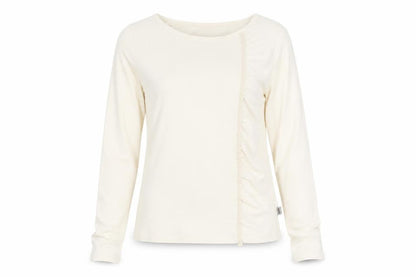 Jocavi Women Ivory Long Sleeve Cotton Stretch Basic T-Shirt UK 12