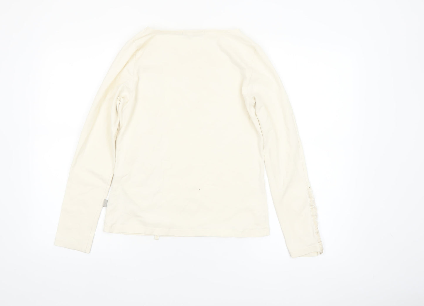 Jocavi Women Ivory Long Sleeve Cotton Stretch Basic T-Shirt UK 12
