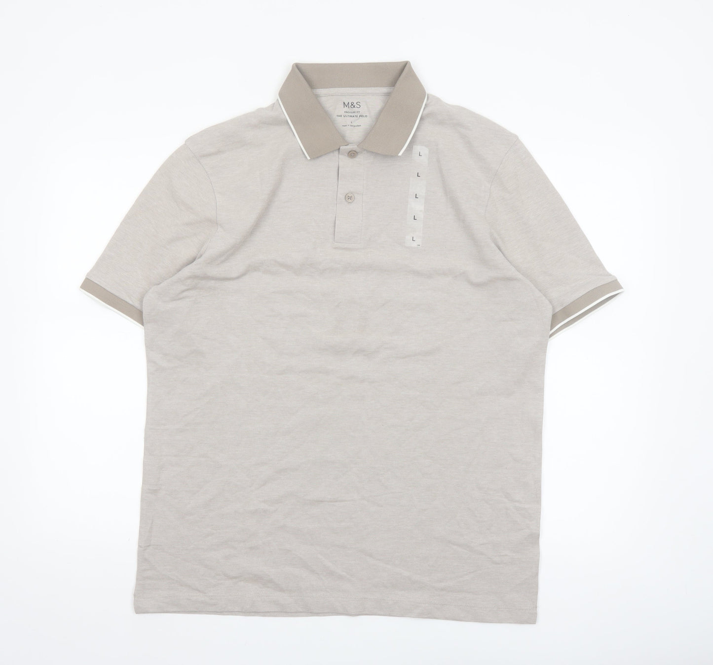 Marks and Spencer Men’s Beige Regular Fit Ultimate Polo Shirt L