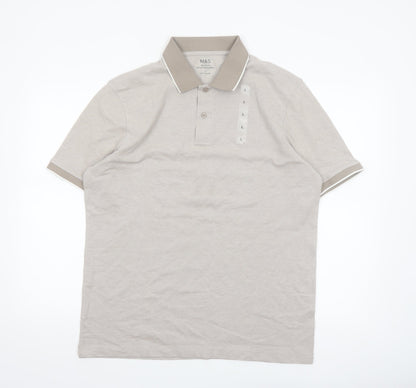 Marks and Spencer Men’s Beige Regular Fit Ultimate Polo Shirt L