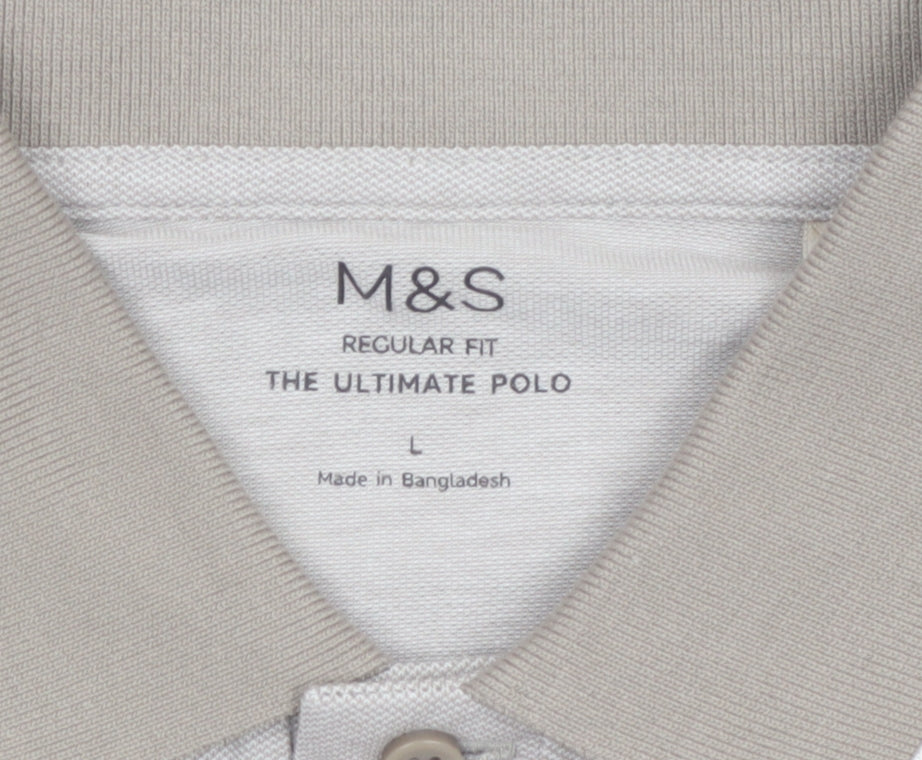 Marks and Spencer Men’s Beige Regular Fit Ultimate Polo Shirt L