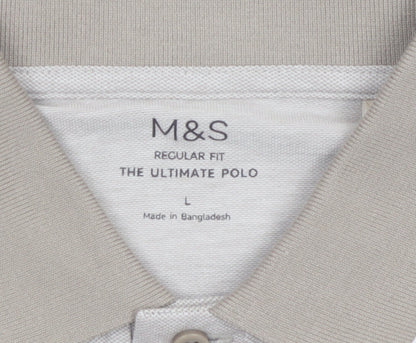 Marks and Spencer Men’s Beige Regular Fit Ultimate Polo Shirt L