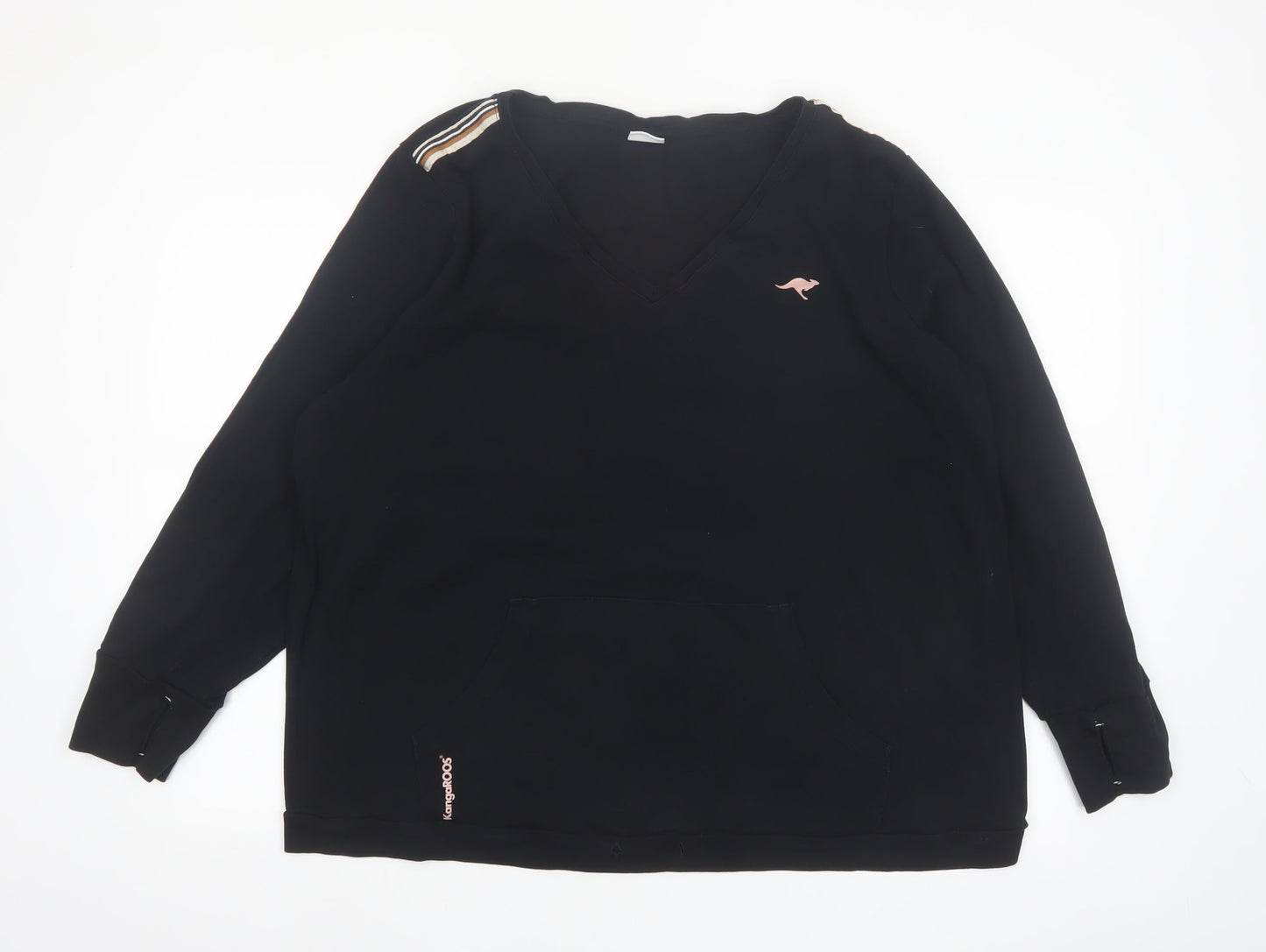 KangaROOS Women Black 22/24 Pullover Sweatshirt Cotton V-Neck