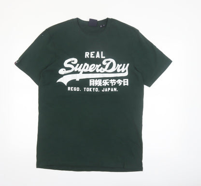 Superdry Men's Green Graphic Logo T-Shirt Size M Short Sleeve Cotton
