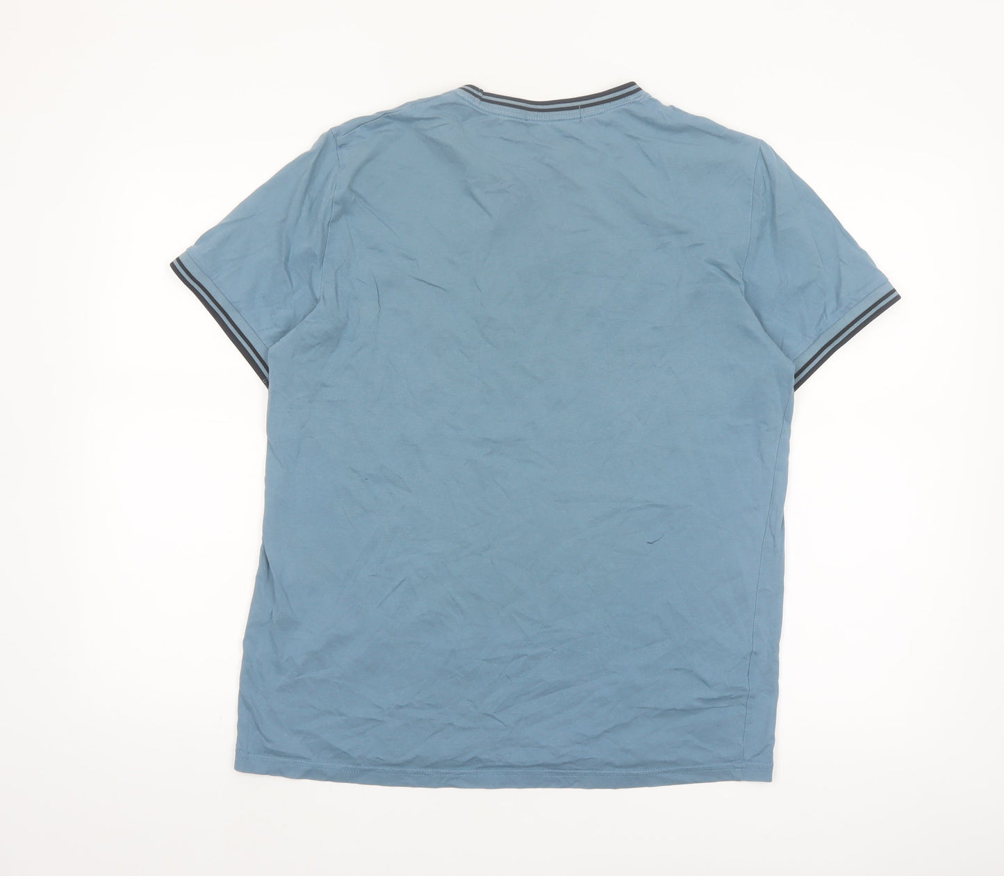 Fred Perry Men's Blue Crew Neck Cotton T-Shirt Size M