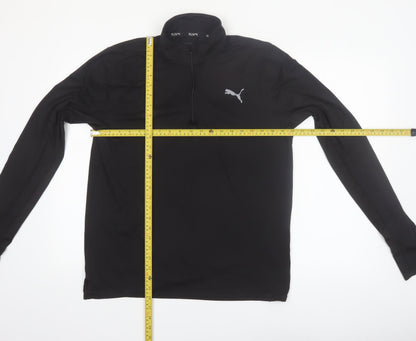 Puma Men’s Black Long Sleeve 1/4 Zip Running Top M Athletic Fit