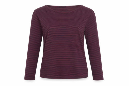 FatFace Women's Red Striped Long Sleeve Cotton Modal T-Shirt Size 12