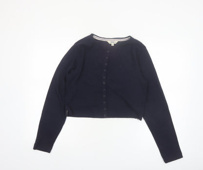 FatFace Women's Blue Cropped Button-Up Cardigan UK 14 Cotton Blend