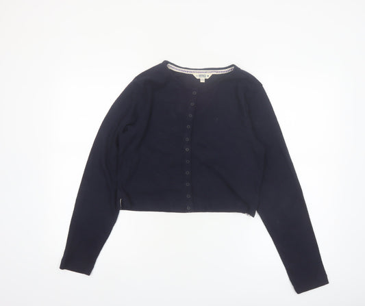 FatFace Women's Blue Cropped Button-Up Cardigan UK 14 Cotton Blend