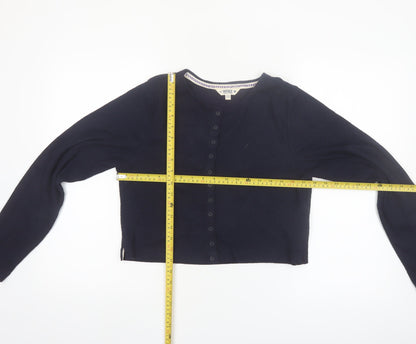FatFace Women's Blue Cropped Button-Up Cardigan UK 14 Cotton Blend