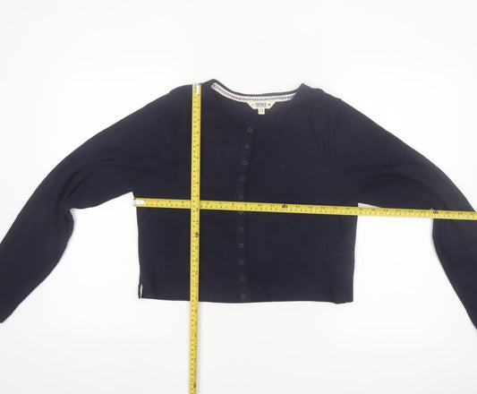 FatFace Women's Blue Cropped Button-Up Cardigan UK 14 Cotton Blend