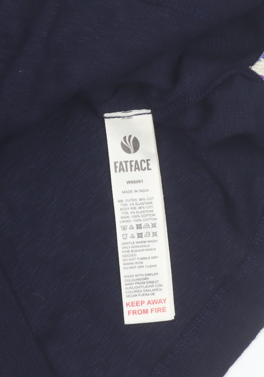 FatFace Women's Blue Cropped Button-Up Cardigan UK 14 Cotton Blend