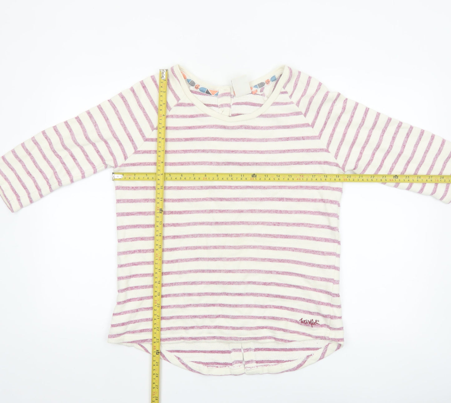 Weird Fish Womens Multicoloured Striped 3/4 Sleeve Cotton T-Shirt Size 10