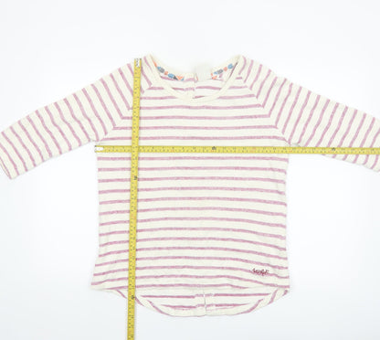 Weird Fish Womens Multicoloured Striped 3/4 Sleeve Cotton T-Shirt Size 10
