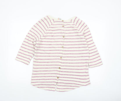 Weird Fish Womens Multicoloured Striped 3/4 Sleeve Cotton T-Shirt Size 10