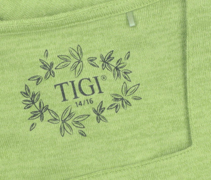 Tigi Women’s Green Long Sleeve Square Neck Jersey Top Size 14