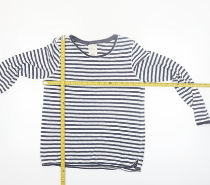 White Stuff Womens Blue Striped Long Sleeve Cotton T-Shirt UK 10