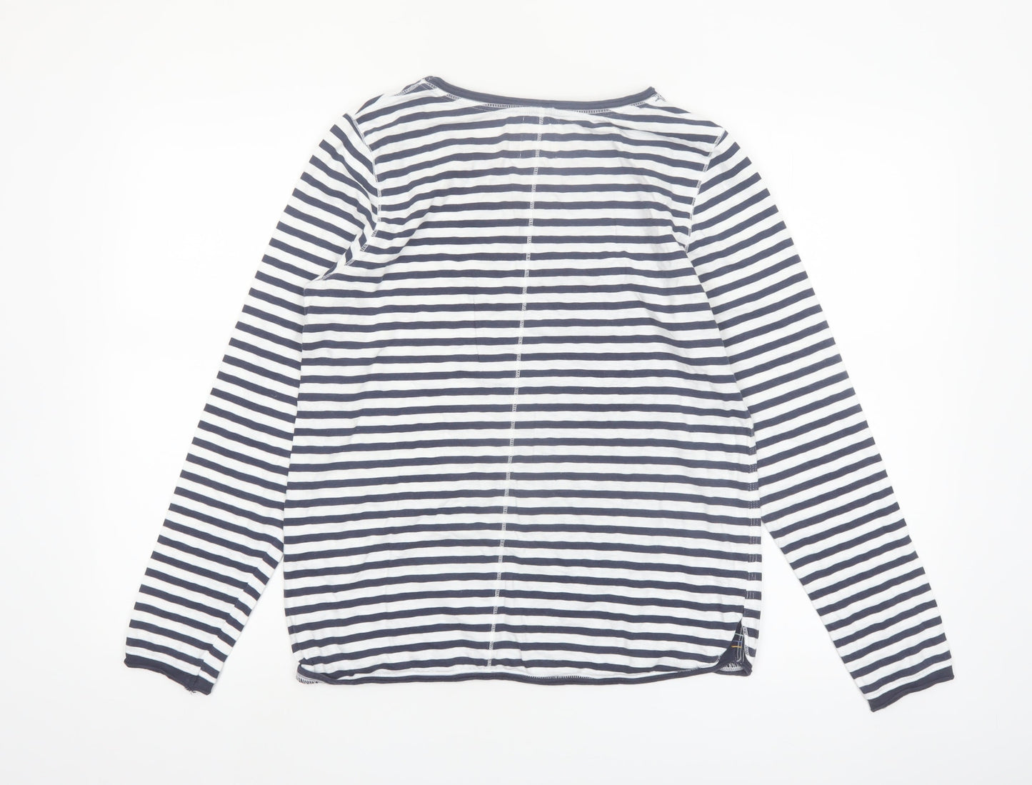 White Stuff Womens Blue Striped Long Sleeve Cotton T-Shirt UK 10