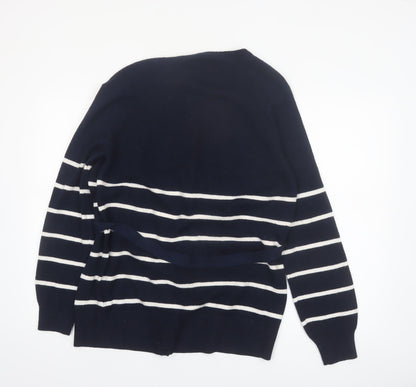 Marks and Spencer Womens Blue Striped Belted Cardigan Size S