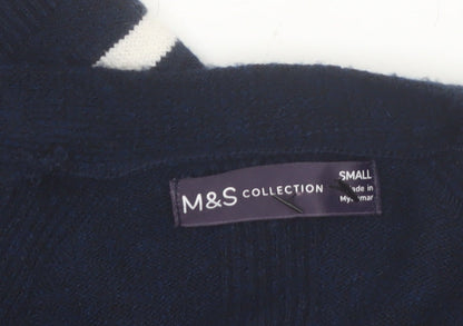 Marks and Spencer Womens Blue Striped Belted Cardigan Size S
