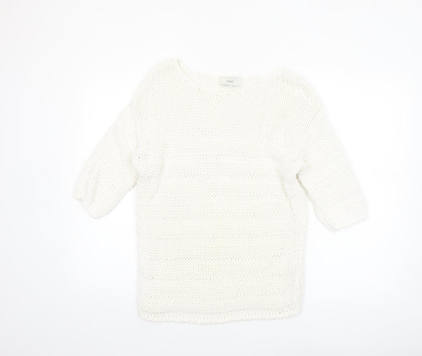 Next Women’s White Cotton Knit Pullover Jumper Size M