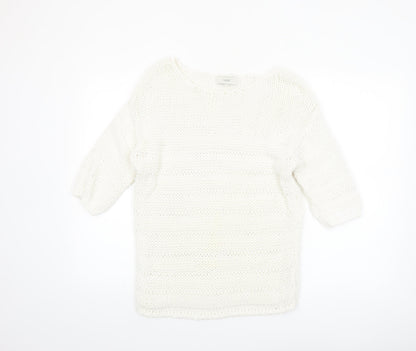 Next Women’s White Cotton Knit Pullover Jumper Size M