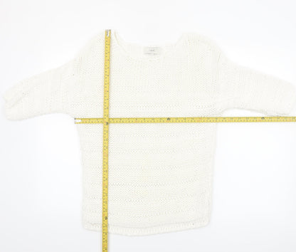 Next Women’s White Cotton Knit Pullover Jumper Size M