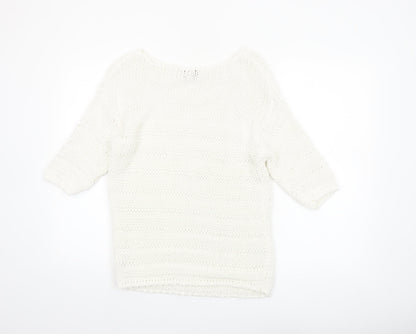 Next Women’s White Cotton Knit Pullover Jumper Size M