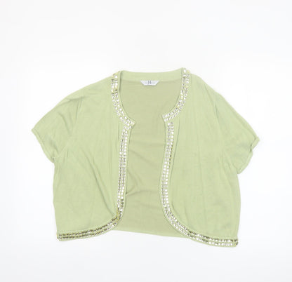 Joanna Hope Women's Green Beaded Open Shrug Size 18