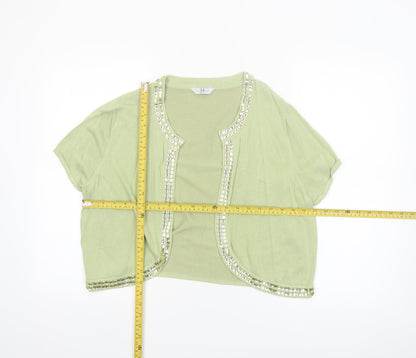 Joanna Hope Women's Green Beaded Open Shrug Size 18