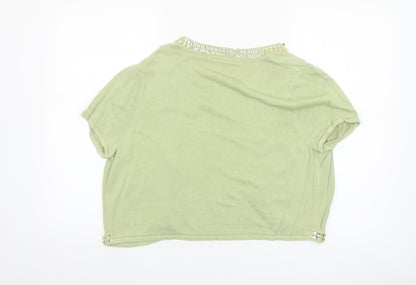 Joanna Hope Women's Green Beaded Open Shrug Size 18