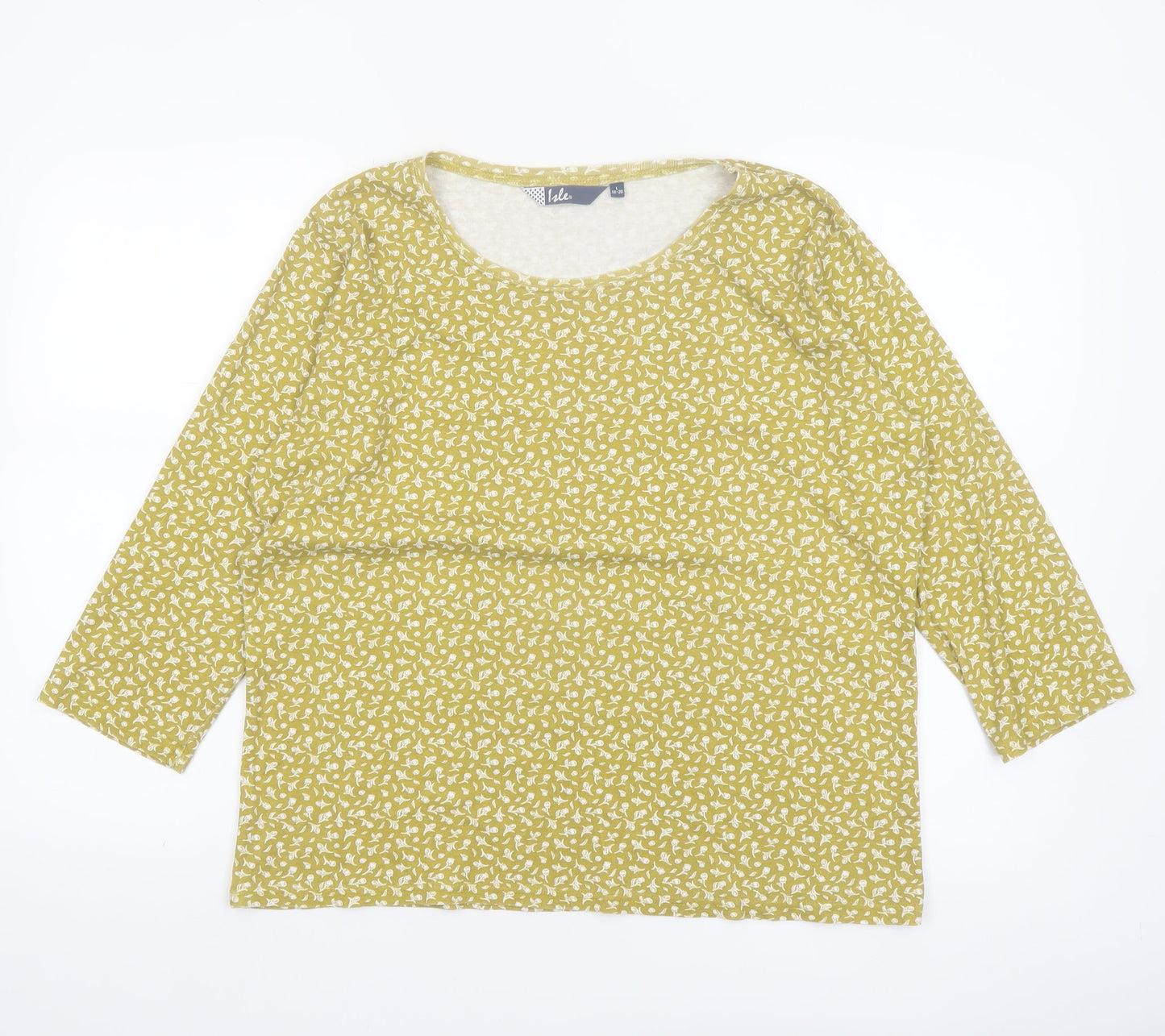 Isle Women’s Yellow Floral 3/4 Sleeve Cotton Jersey Top Size 18-20