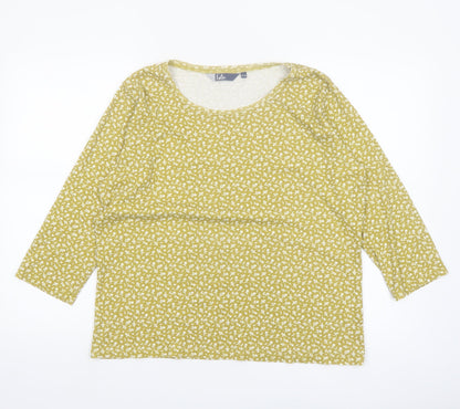Isle Women’s Yellow Floral 3/4 Sleeve Cotton Jersey Top Size 18-20