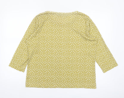Isle Women’s Yellow Floral 3/4 Sleeve Cotton Jersey Top Size 18-20