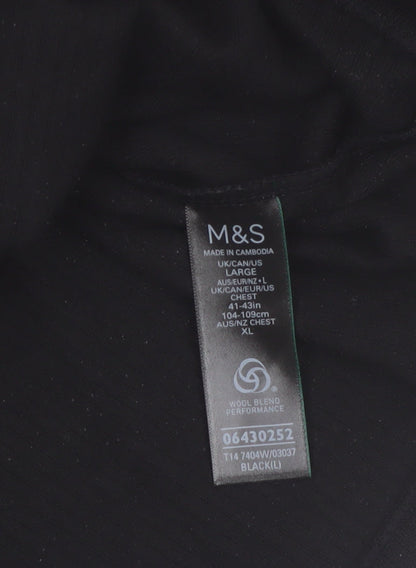 Marks and Spencer Men's Black Wool Blend Long Sleeve Pullover Size L