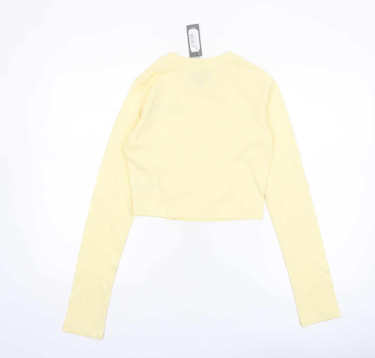 PrettyLittleThing Womens Yellow Cropped Long Sleeve T-Shirt UK 10