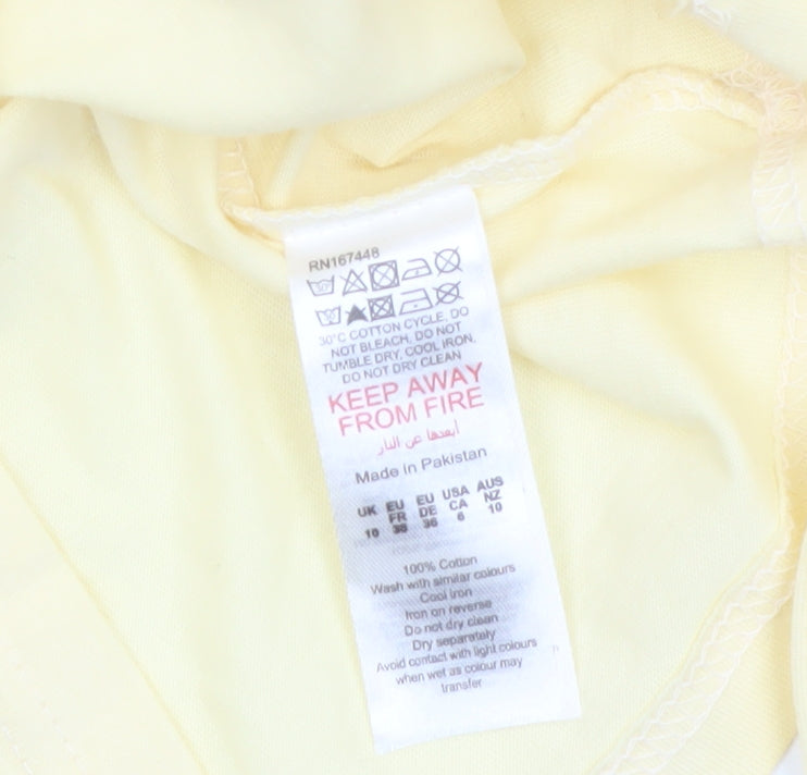 PrettyLittleThing Womens Yellow Cropped Long Sleeve T-Shirt UK 10