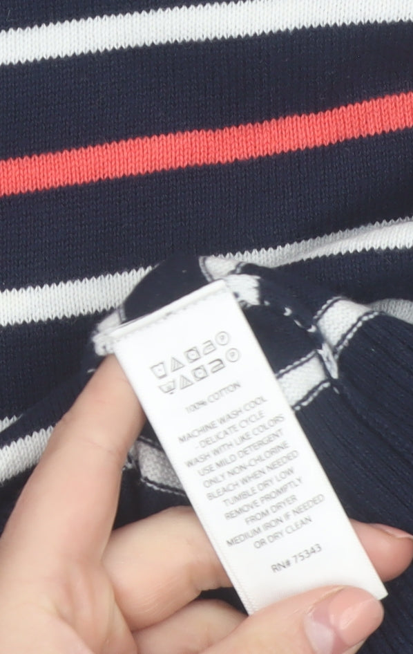 Catherine Malandrino Women's Blue Striped Cotton Boat Neck Jumper M