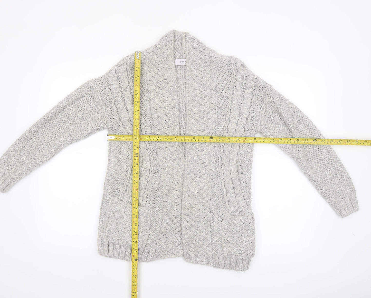 Marks and Spencer Women’s Grey Chunky Knit Open Front Cardigan Size 8