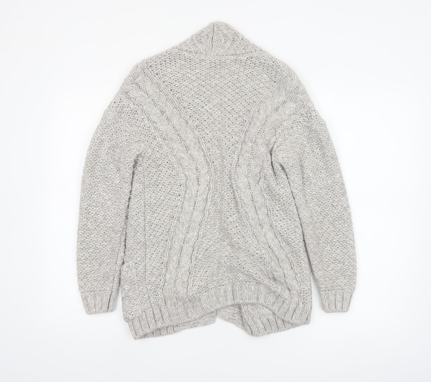 Marks and Spencer Women’s Grey Chunky Knit Open Front Cardigan Size 8