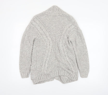 Marks and Spencer Women’s Grey Chunky Knit Open Front Cardigan Size 8