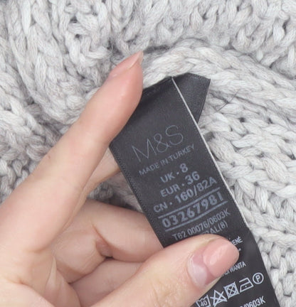 Marks and Spencer Women’s Grey Chunky Knit Open Front Cardigan Size 8
