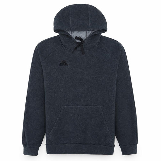 Front view of Adidas Men Grey Pullover Hoodie M Regular Fit Fleece Sportswear