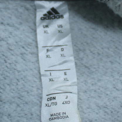 adidas Men's Grey XL Pullover Fleece Hoodie with Logo Drawstring