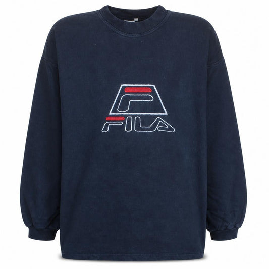Fila Mens Navy Blue Crew Neck Sweatshirt XXL Logo Embroidered Pullover