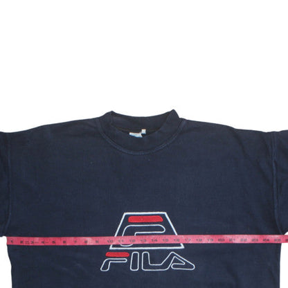Fila Mens Navy Blue Crew Neck Sweatshirt XXL Logo Embroidered Pullover