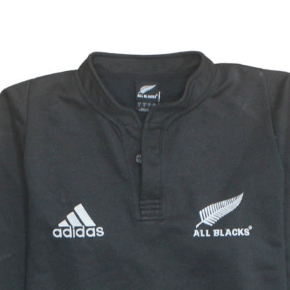 Adidas All Blacks Men's Black Henley Sweatshirt Size M Rugby Top